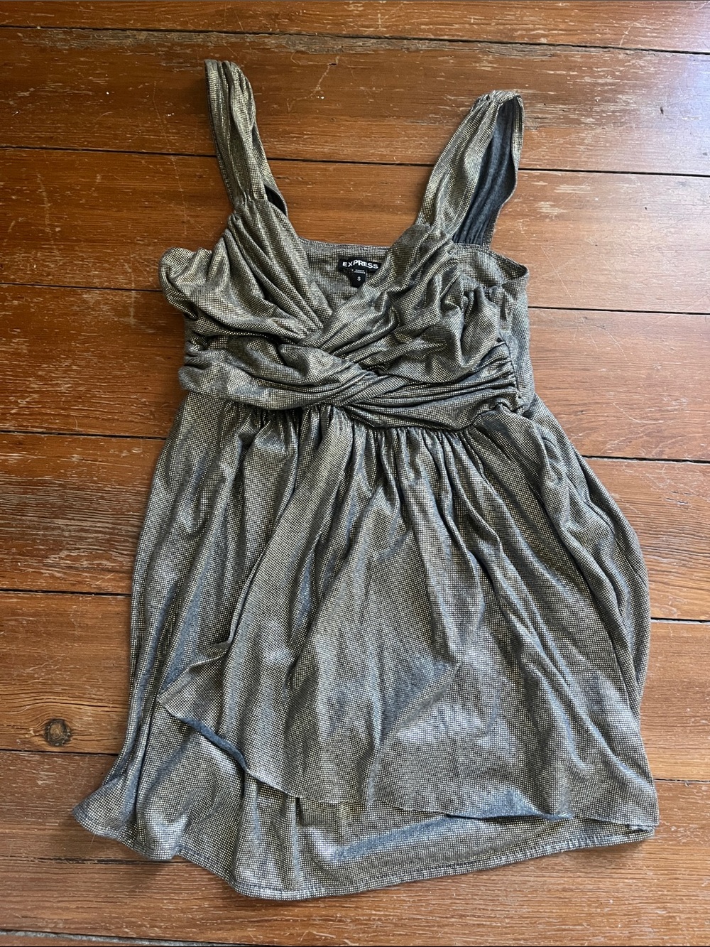 Express Shimmery Gold Twist-Front Tank